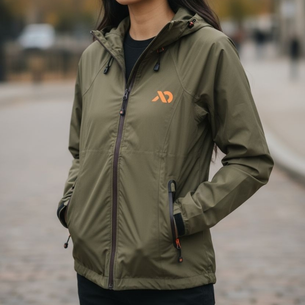 First Lite Olive Utility Jacket with Orange Logo